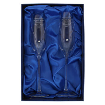 Personalised Hand Cut Heart Swarovski Champagne Flutes, 6 of 7