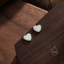 Sterling Silver Lab Opal Heart Stud Earrings, thumbnail 5 of 12