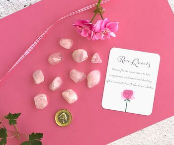 Love Gift Box With Seeds, Rose Quartz, Coaster And Inspirational Postcard – Letterbox Gift, 5 of 7