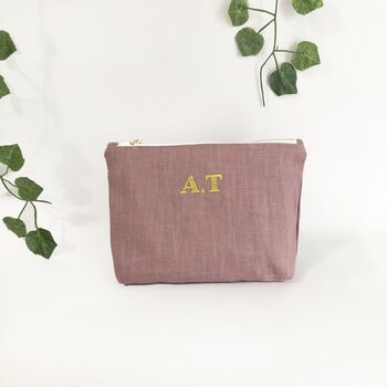 Personalised Makeup Pouch, Lavender Linen Pouch Bag, 5 of 6