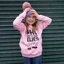 Who Run The World Elves Girls' Christmas Jumper In Pink, thumbnail 1 of 4