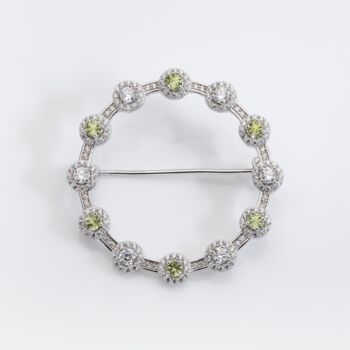 Round Peridot 925 Sterling Silver Brooch, 2 of 3