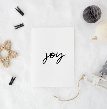 'Joy' Christmas Scandi Monochrome Print, 4 of 4