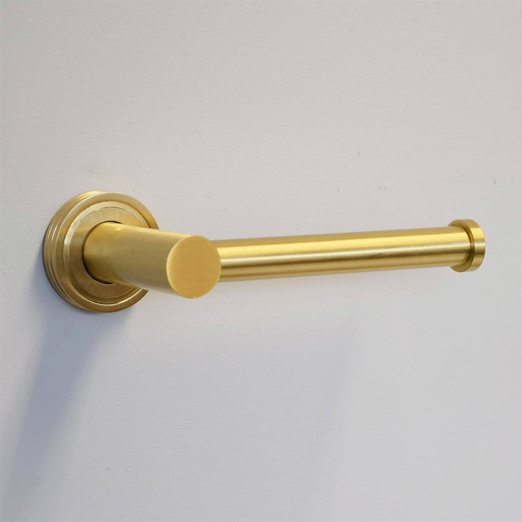 modern solid brushed brass toilet roll holder by pushka home