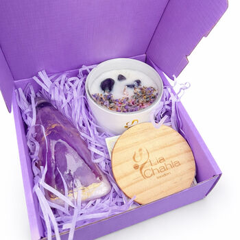 Lavender Gift Box With Candle And Crystal Soap Birthday Gifts For Women, 3 of 11