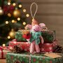 Handmade Felt Porky Noel Hanging Christmas Decoration, thumbnail 1 of 5