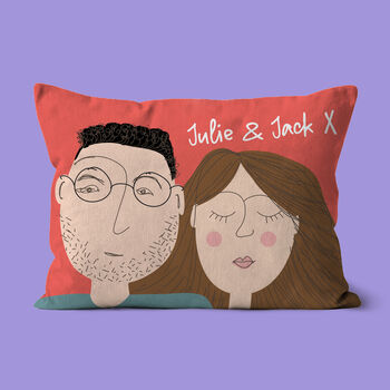 Personalised Faces Couples Engagement Cushion, 4 of 10