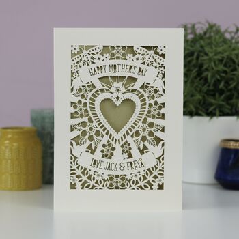 Personalised Papercut Mother's Day Heart Card, 5 of 7