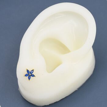 Sapphire Blue Cz Flower Screw Back Earrings, 8 of 11