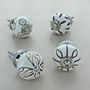 White Etched Ceramic Door Knobs Handles, thumbnail 1 of 5