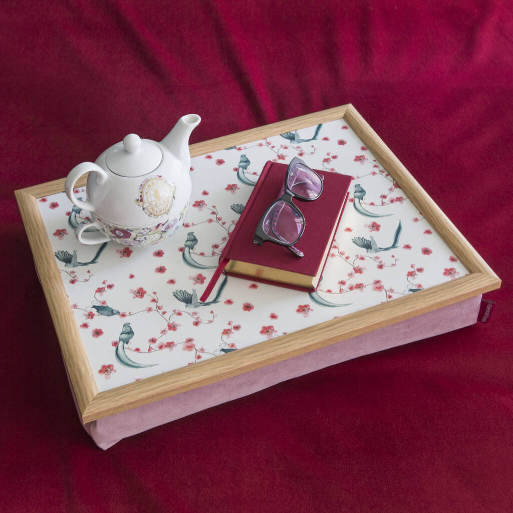 Pink Blush Velvet Lap Tray With Wool Filled Base By Green&Heath