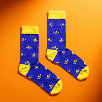 Yellow Sombrero Pattern Colourful Egyptian Cotton Men's Socks, 4 of 5