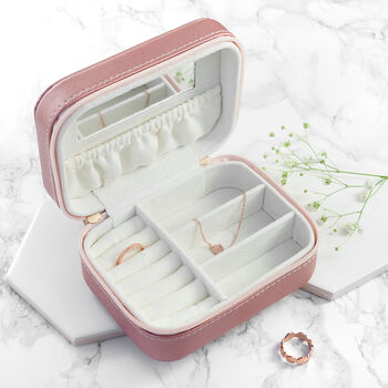 Personalised Wreath Pink Travel Jewellery Case, 3 of 12