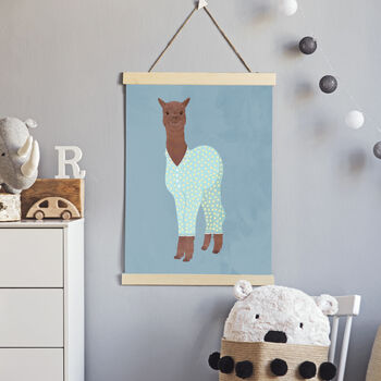 Custom Llama In Pajamas Children Nursery Art Print Gift, 3 of 5