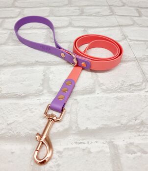 Waterproof Dog Collar And Lead Set Coral/Amethyst, 3 of 3