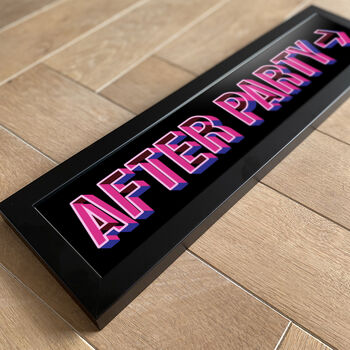 'After Party' Neon Style Framed Typographic Print, 2 of 3