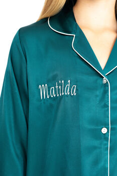 Personalised Girl's Green Satin Pyjama's, 12 of 12