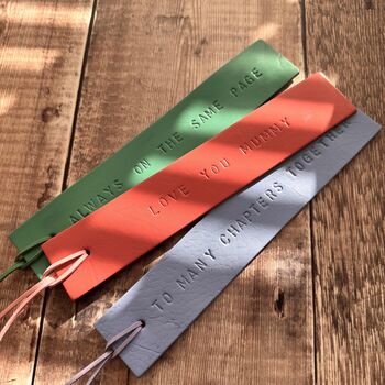 Customised Leather Bookmark For Him, 3 of 4