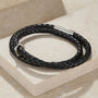Men’s Silver And Leather Geometric Bracelet, thumbnail 3 of 6