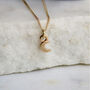 14ct Solid Gold Mini Moon Charm Necklace, thumbnail 1 of 2
