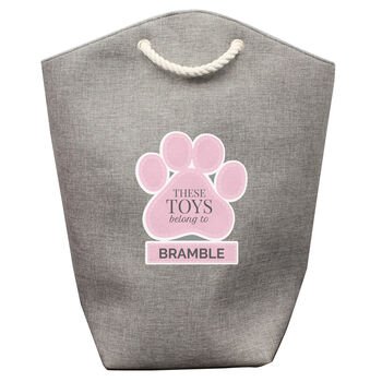 Personalised Pink Paw Print Dog Toy Storage Bag, 3 of 3