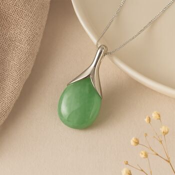 Personalised Sterling Silver Jade Teardrop Pendant Necklace, 2 of 10