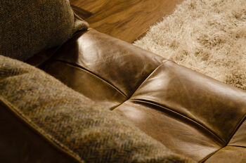 Portland Three Seater Sofa Leather And Thorn Tweed, 2 of 2