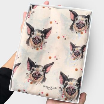 Cute Pigs Print Scarf In Personalised Gift Box, 2 of 5