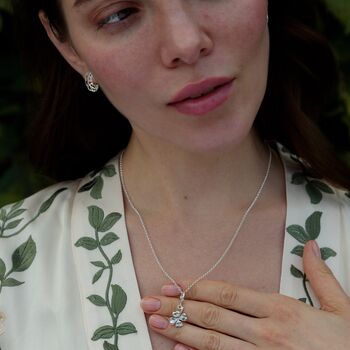 Sterling Silver Four Leaf Clover Charm Necklace, 3 of 7