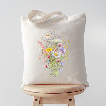 Wild Flowers Bouquet Tote Shopping Bag, 2 of 4