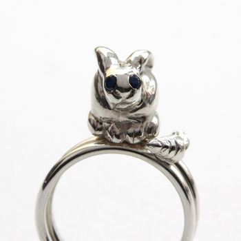 bunny & carrot rings. silver & blue sapphires by rock cakes ...