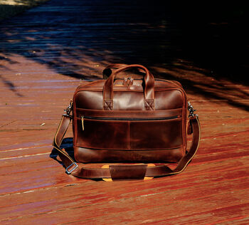 Online Exclusive Genuine Leather Briefcase With Large Front Pockets, 3 of 8