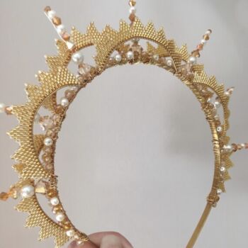 Hand Beaded Statement Alternative Bridal Crown, 4 of 9