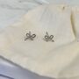 Bow Stud Earrings Christmas Gift Birthday Silver, thumbnail 1 of 2