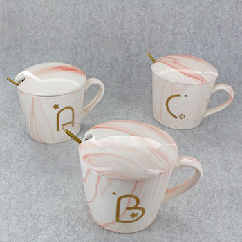 Alphabet Ceramic Marble Mugs Pink Finish, 2 of 12