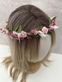 Pink Dried Flower Girl Crown, 6 of 8