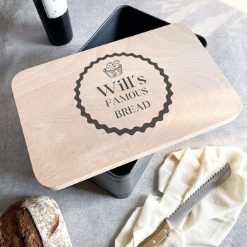 Personalised Bread Bin/Cake Tin With Wooden Lid, 11 of 11