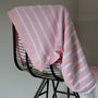 Personalised Grey, Pink Or Blue Knitted Stripe Blanket, thumbnail 2 of 4