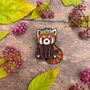Red Panda Enamel Pin – Flower Crown, Badge, thumbnail 1 of 6