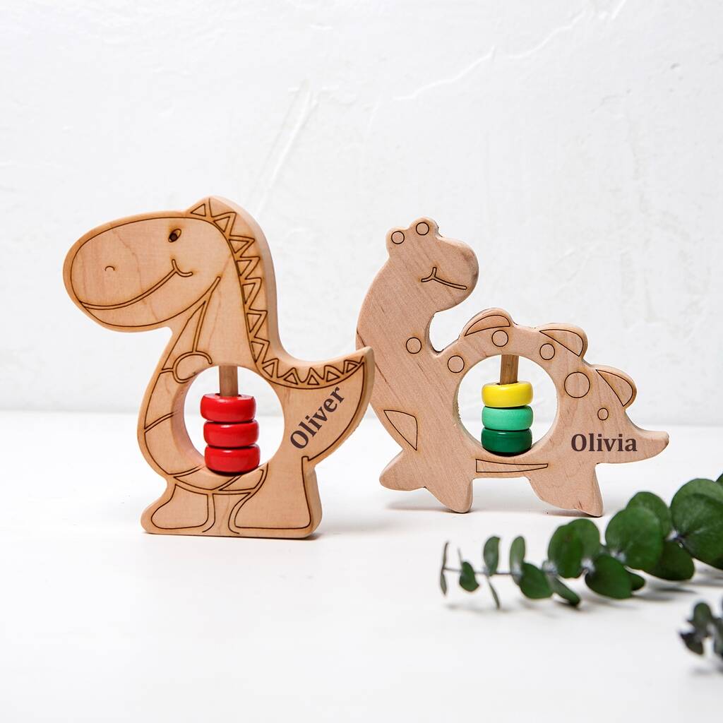 Image of Dinosaurs Eco Friendly Personalised Rattle