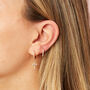 Isabella Pink Gold Cross Huggie Earrings, thumbnail 2 of 2