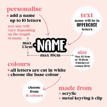 Two Colour Bold Personalised Name Keyring Bag Tag, 5 of 8