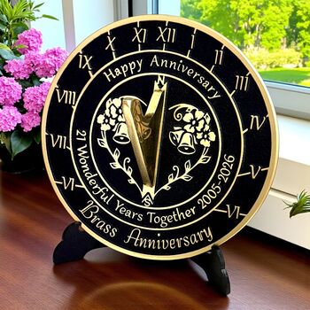 21st Brass Anniversary Sundial Gift Celebration Present, 6 of 6