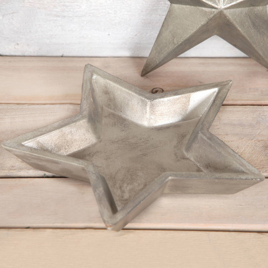 Wooden Painted Star Shaped Tray By red berry apple