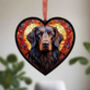Flat Coated Retriever Stained Glass Effect Heart Suncatcher, thumbnail 3 of 5