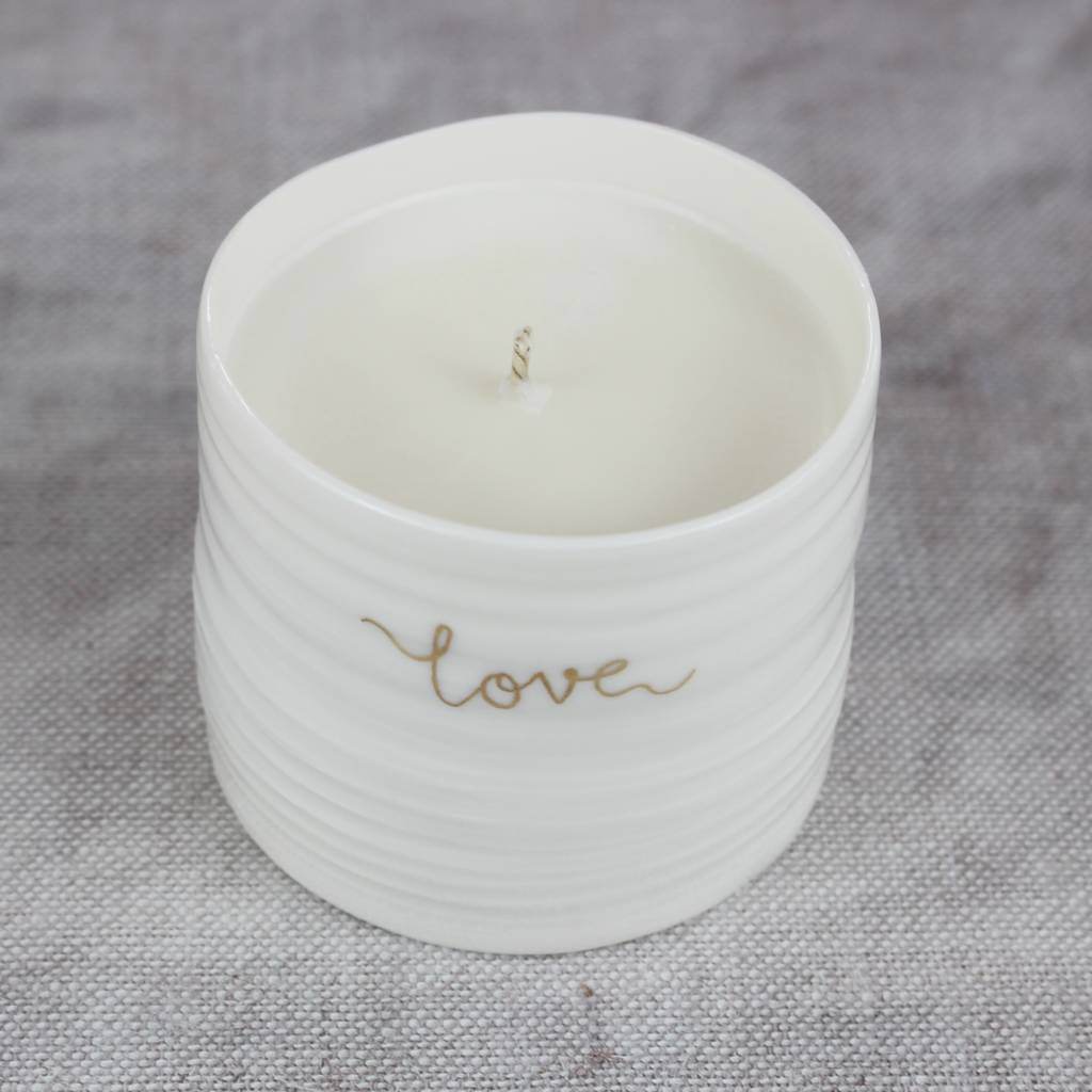 porcelain love candle by gemma wightman ceramics