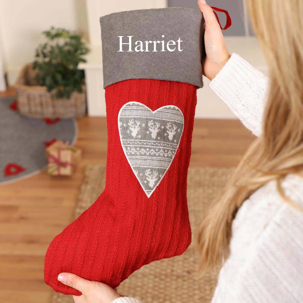 Personalised Nordic Heart Christmas Stocking By