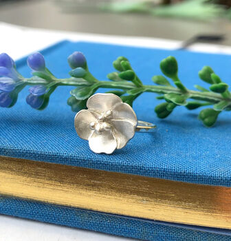 Sterling Silver Buttercup Flower Ring, 5 of 12