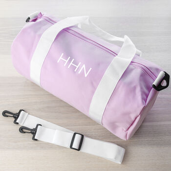 Monogrammed Barrel Gym Bag In Pink, 5 of 8
