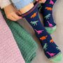 Women's Bamboo Socks Navy Multicoloured Dinosaurs, thumbnail 5 of 5